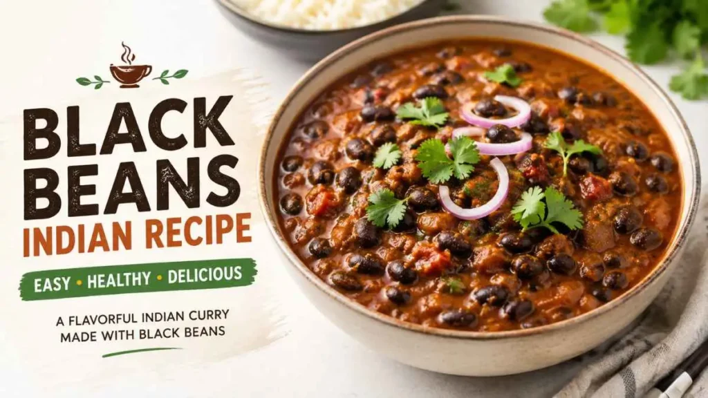 Black beans Indian recipe with creamy tomato curry and Indian spices