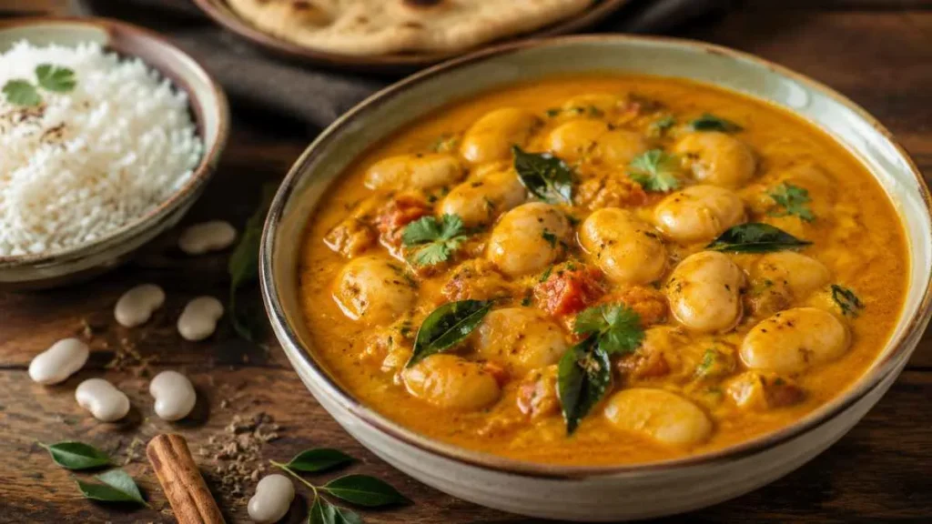 Indian butter beans recipe with creamy coconut curry and spices